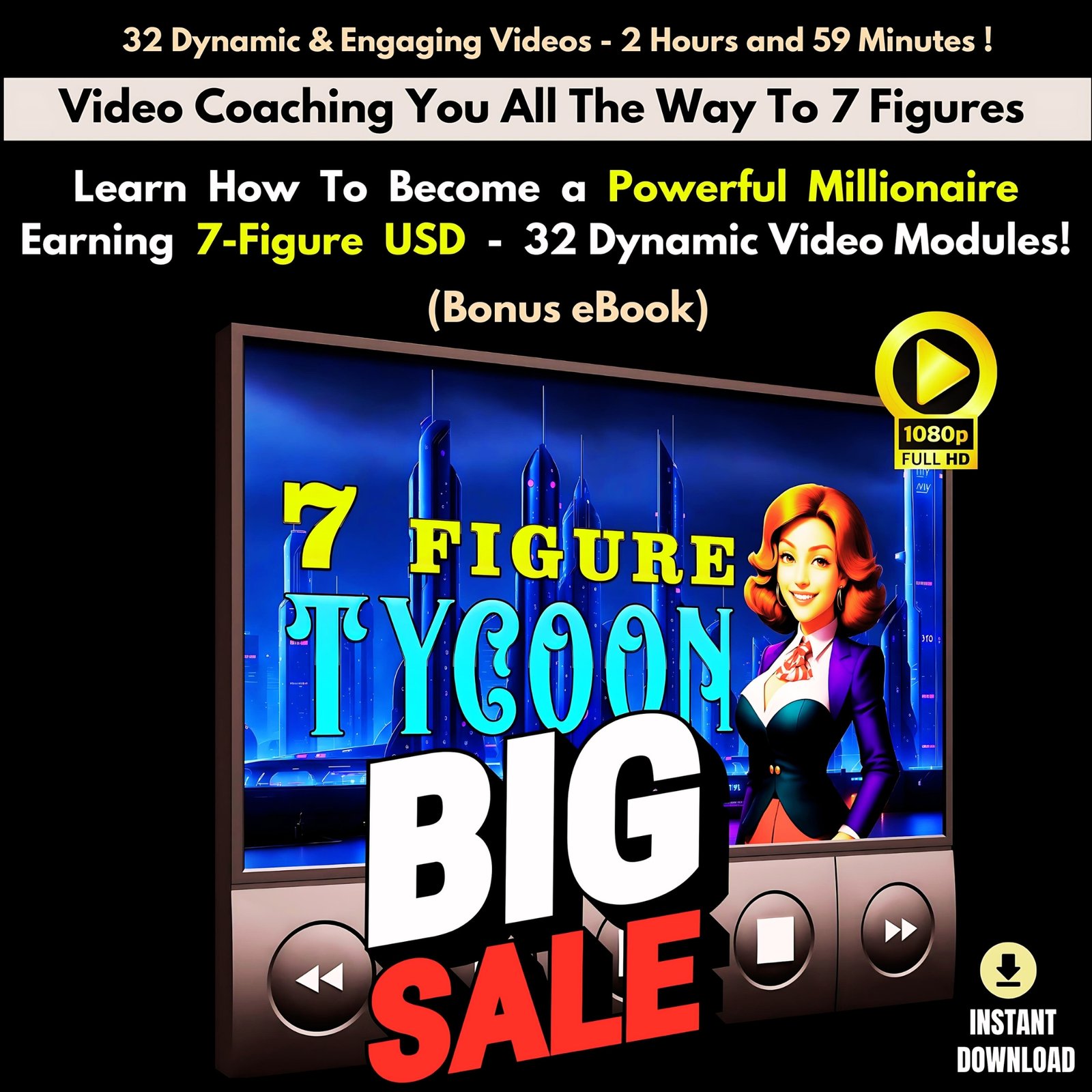 Become a Powerful Millionair - '7 Figure Tycoon' with 32 Dynamic Video Modules From Scratch!